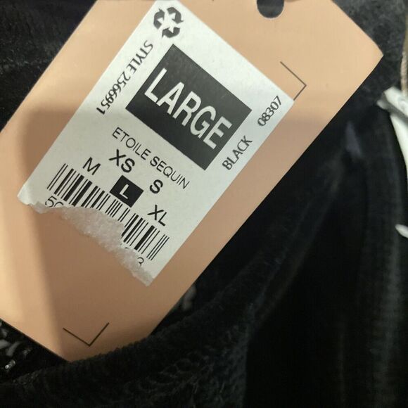 Gallery Sequin Chenille Sweater Women’s Large Long Sleeve‎ Black NWT - Picture 5 of 7